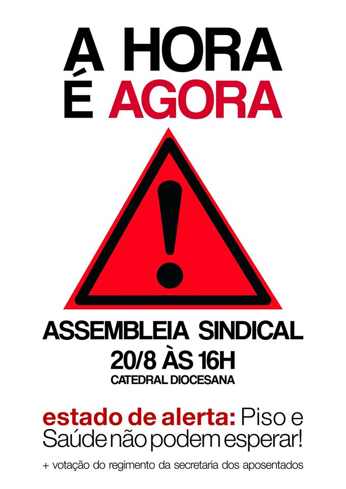 Assembleia sindical marcada para o dia 20 de agosto