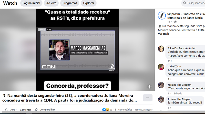 Claudemir Pereira: Sindicato dos Professores contesta secretário sobre RST’s