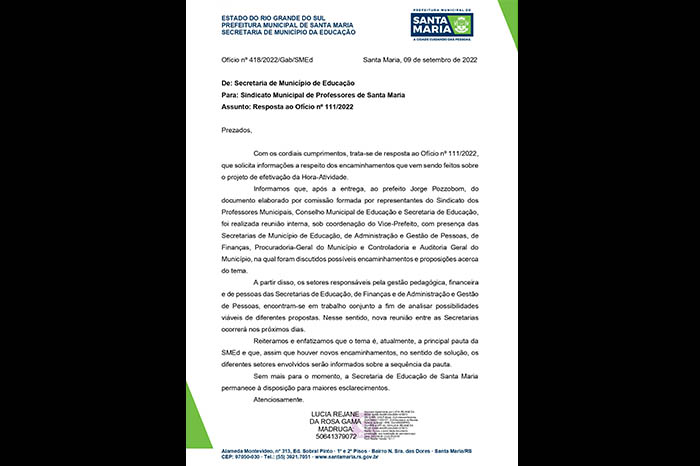 Questionada, SMED garante que “hora-atividade é a principal pauta”