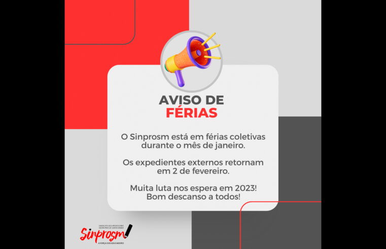 Sinprosm em férias até 2 de fevereiro