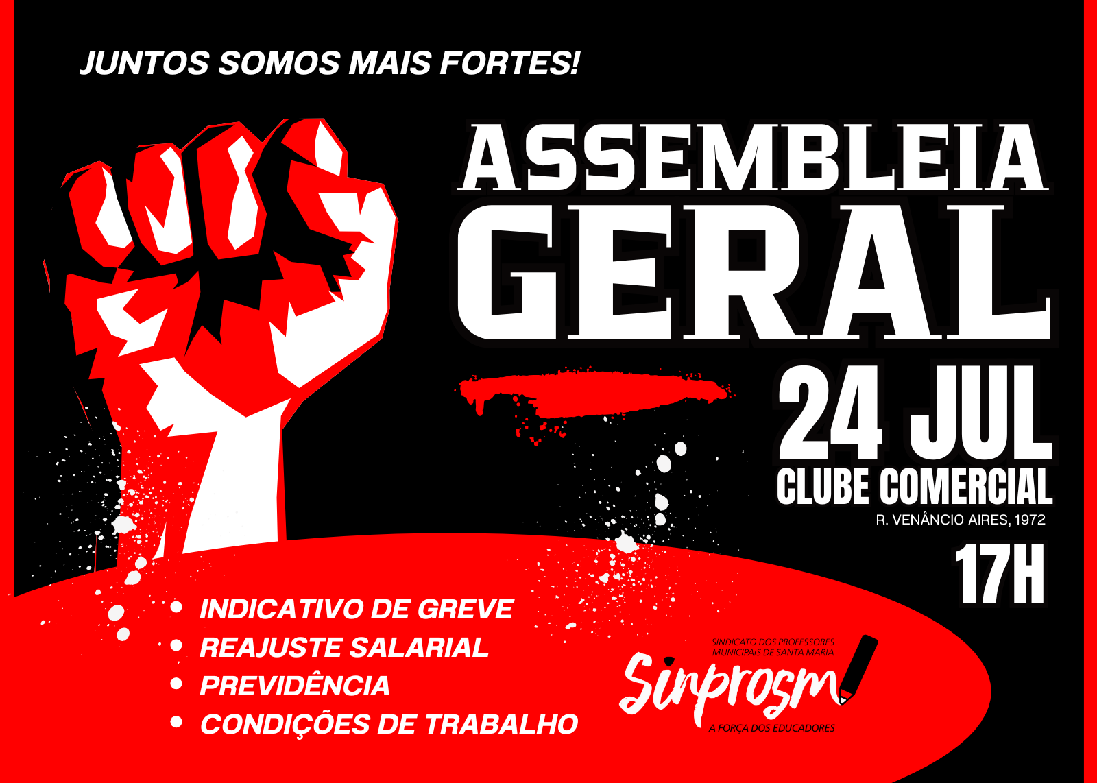 Sinprosm convoca Assembleia Geral para 24 de julho